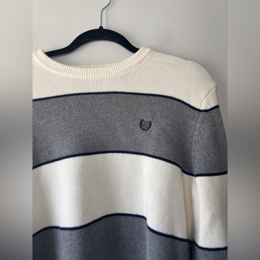 CHAPS Mens Classic Fit Cotton Striped‎ Crewneck Pullover Sweater Size Medium - Picture 4 of 10